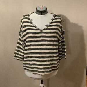 Free People Black and White Knit Sweater